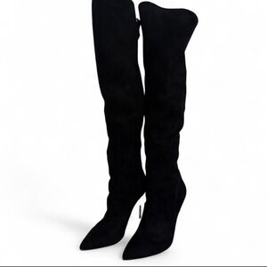 Jennifer Lopez Sleek Black Over-the-Knee Boots